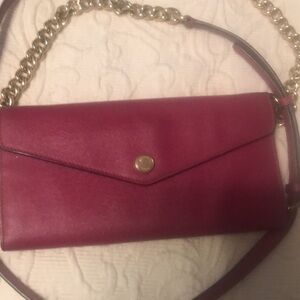 Women’s Michael Kors pink spring gold Chain Strap crossbody wallet purse